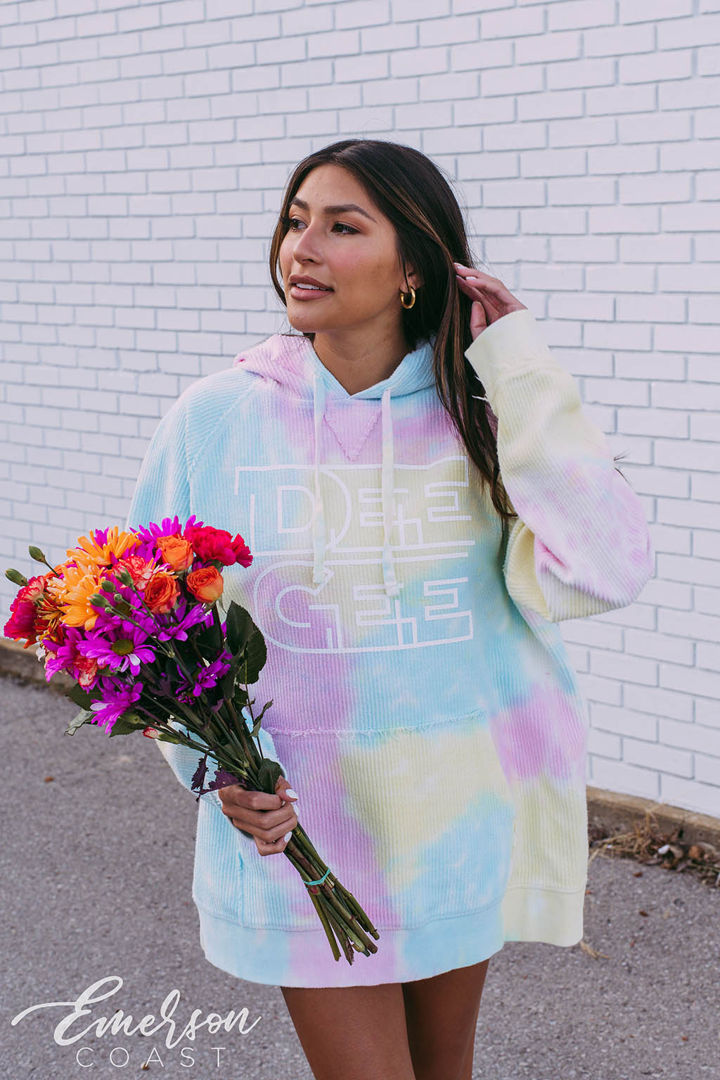 Delta Gamma Spring Tie Dye Corded Hoodie