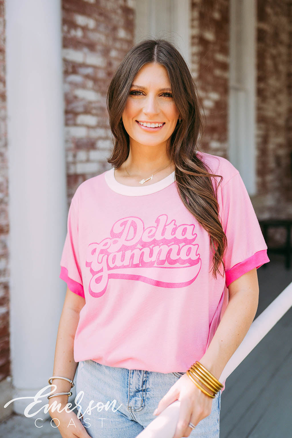 Delta Gamma Recruitment Pink Colorblock Ringer