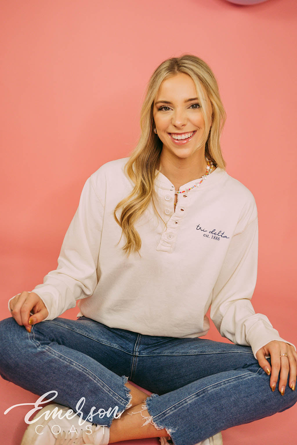 Tri Delta Simple Long Sleeve Thermal Henley