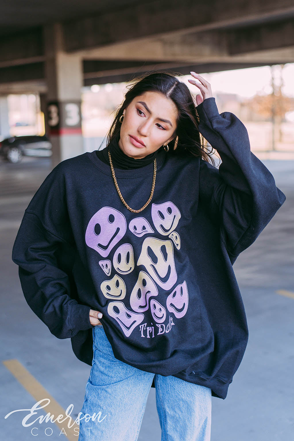 Tri Delta Smiley Face PR Crewneck