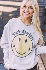 Tri Delta Retro Smiley Sand Sweatshirt