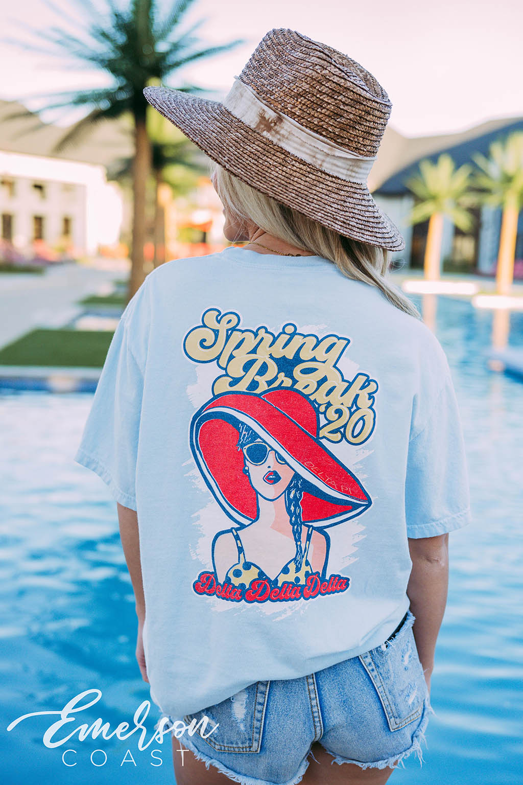 Delta Delta Delta Spring Break Sunglasses Blue Tee