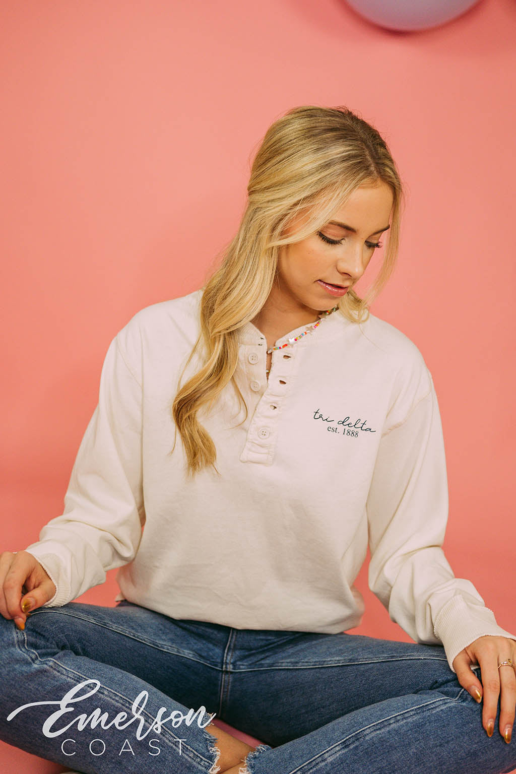 Tri Delta Simple Long Sleeve Thermal Henley