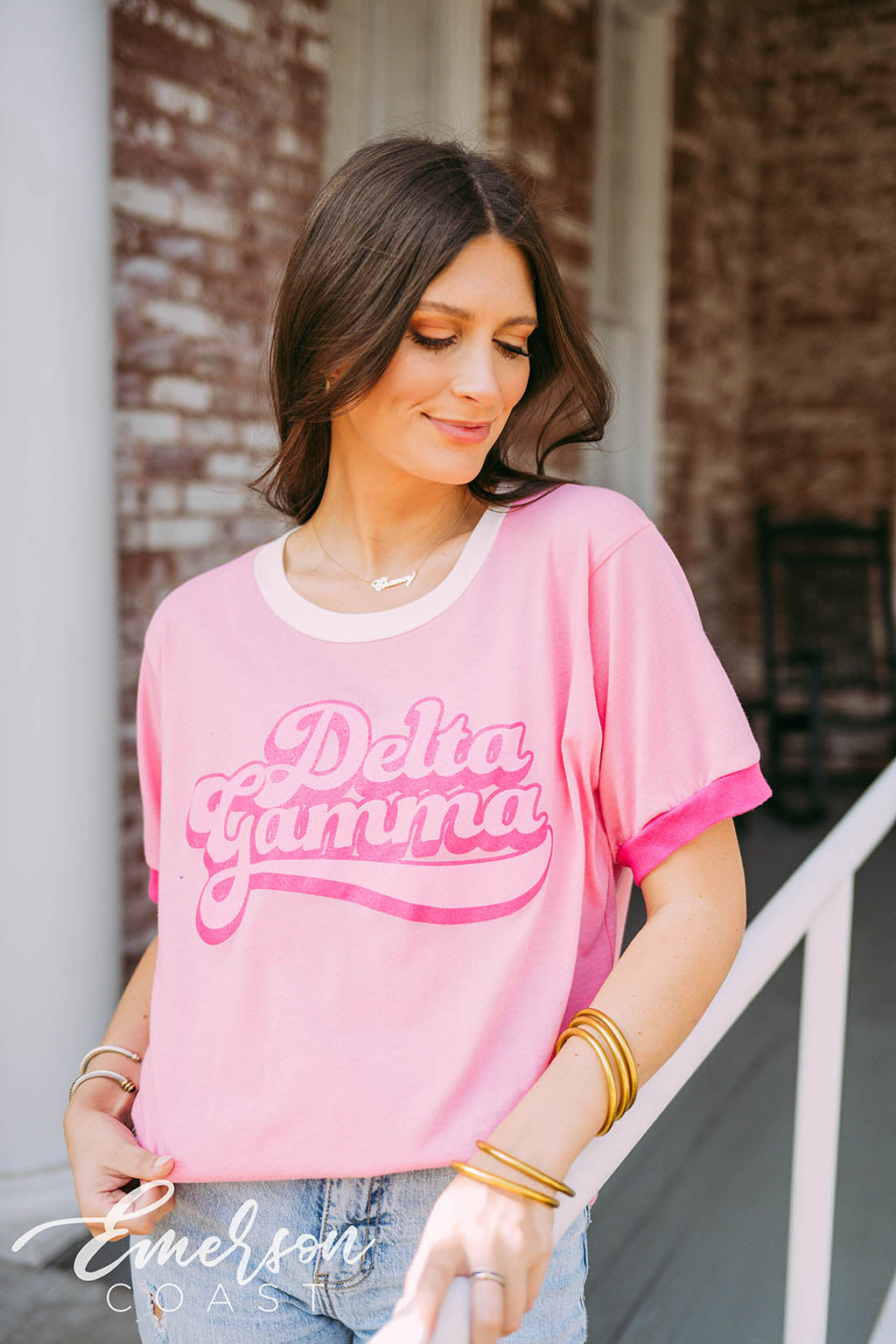 Delta Gamma Recruitment Pink Colorblock Ringer