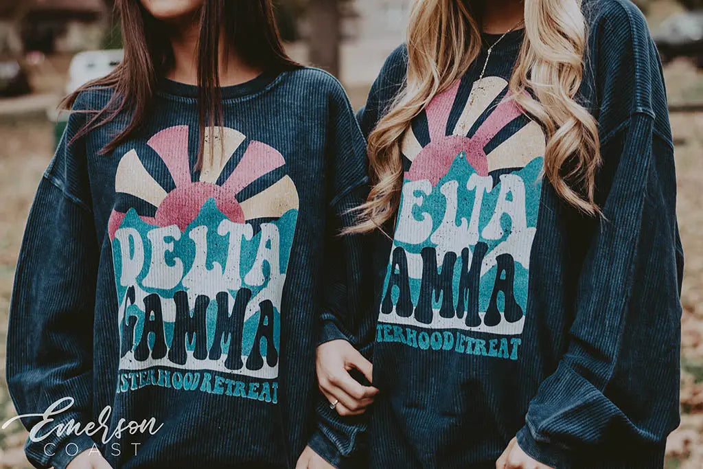 Delta Gamma Sisterhood Retreat Corduroy Crewneck