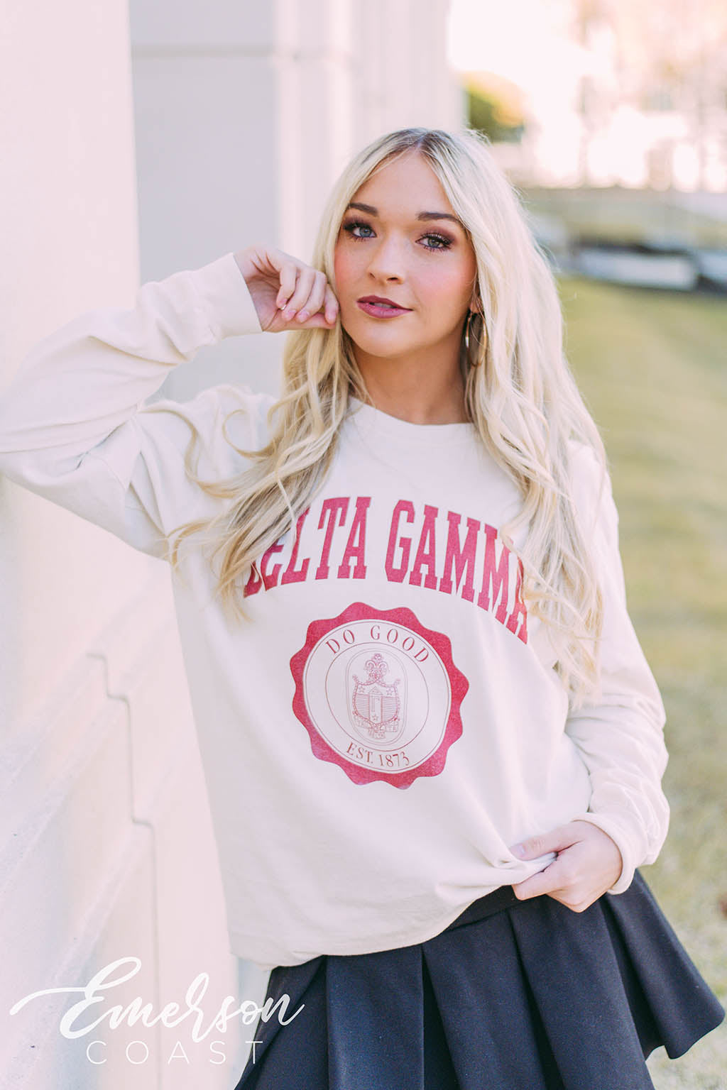 Delta Gamma Badge Long Sleeve Tee