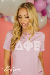 Delta Phi Epsilon Letter Lilac Tee