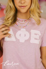 Delta Phi Epsilon Letter Lilac Tee