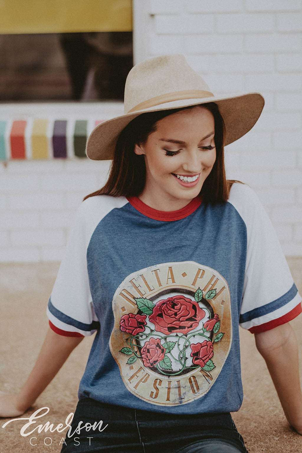 Delta Phi Epsilon Roses Ringer Tee