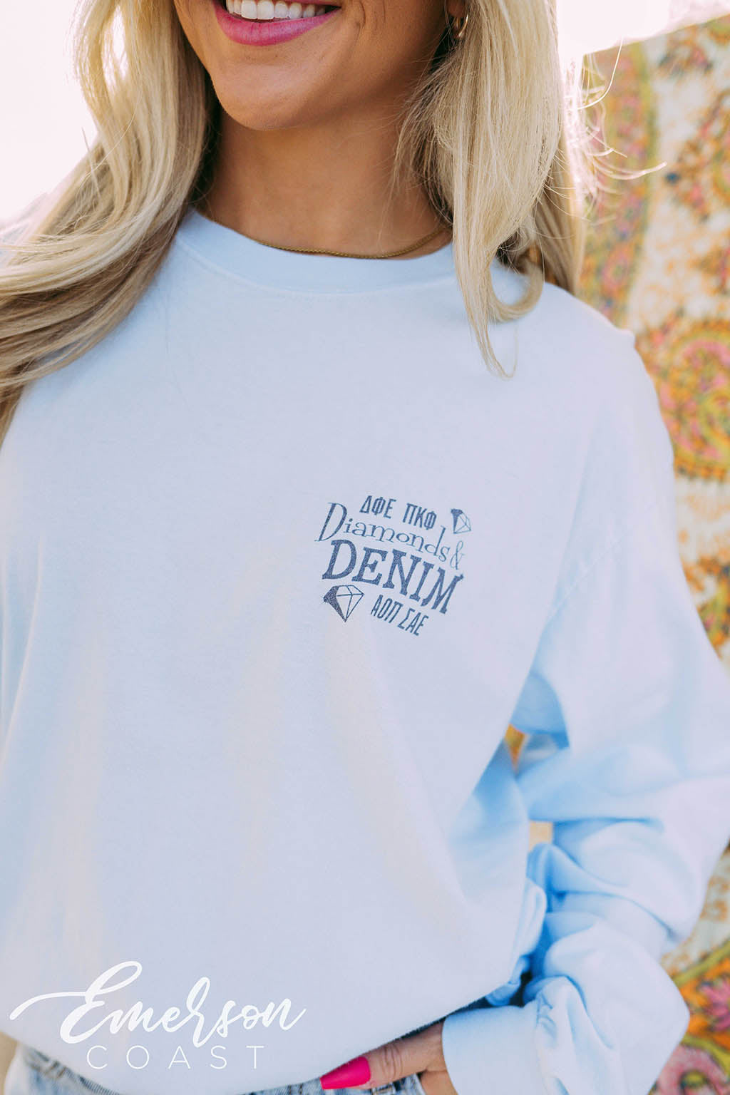 Delta Phi Epsilon Function Diamonds & Denim Tee