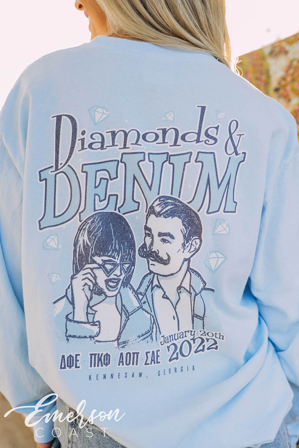 Delta Phi Epsilon Function Diamonds & Denim Tee