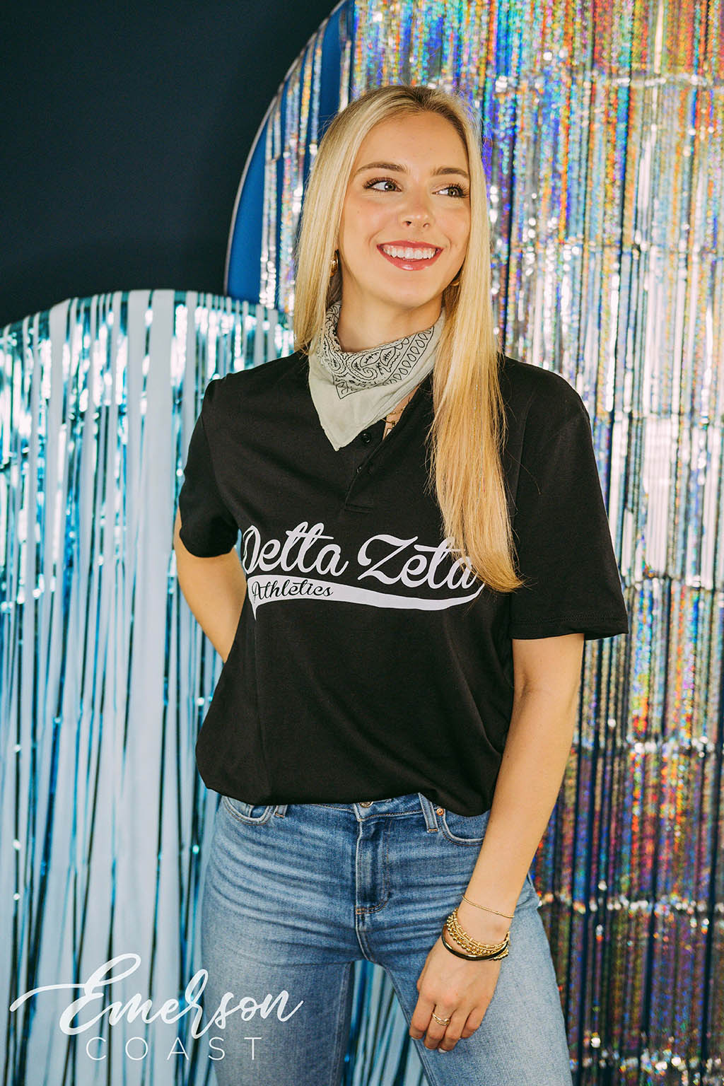 Delta Zeta Athletics Black Henley