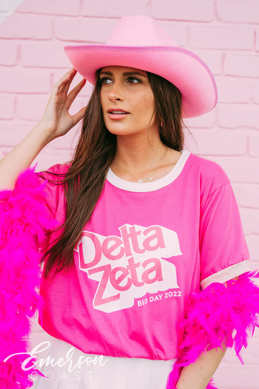 Delta Zeta Barbie Bid Day Colorblock Ringer Tee