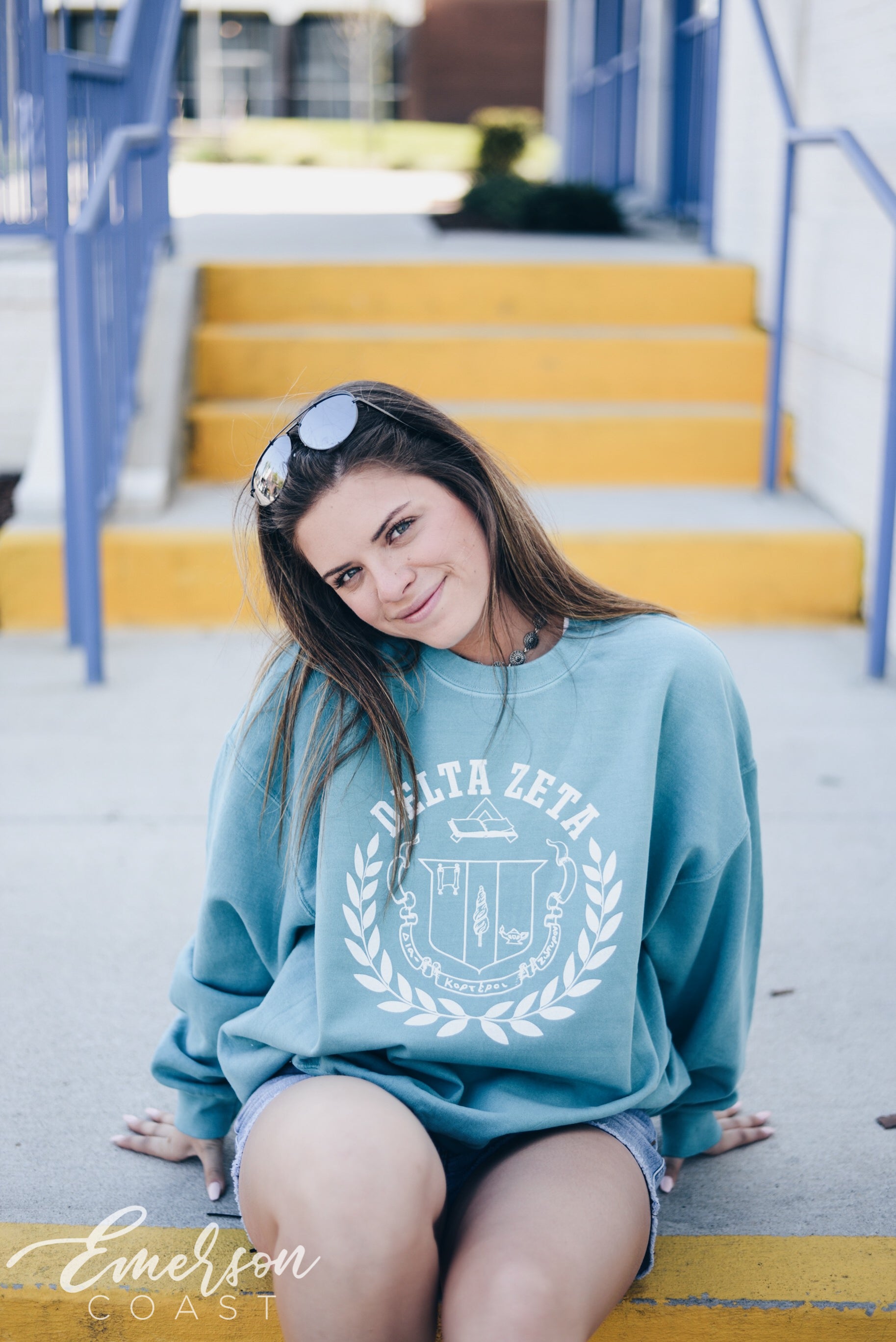 Custom Delta Zeta Crest Sorority Sweatshirts — Emerson Coast