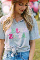 Delta Zeta Light Gray Notch Tee