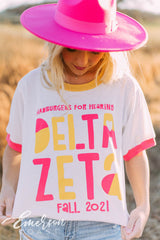 Delta Zeta Hamburgers for Hearing Colorblock Ringer Tee