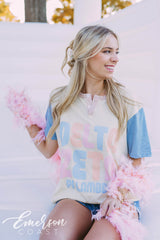 Delta Zeta PR Pastel Colorblock Henley Tee