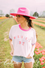 Delta Zeta Smiley Colorblock Ringer Tee