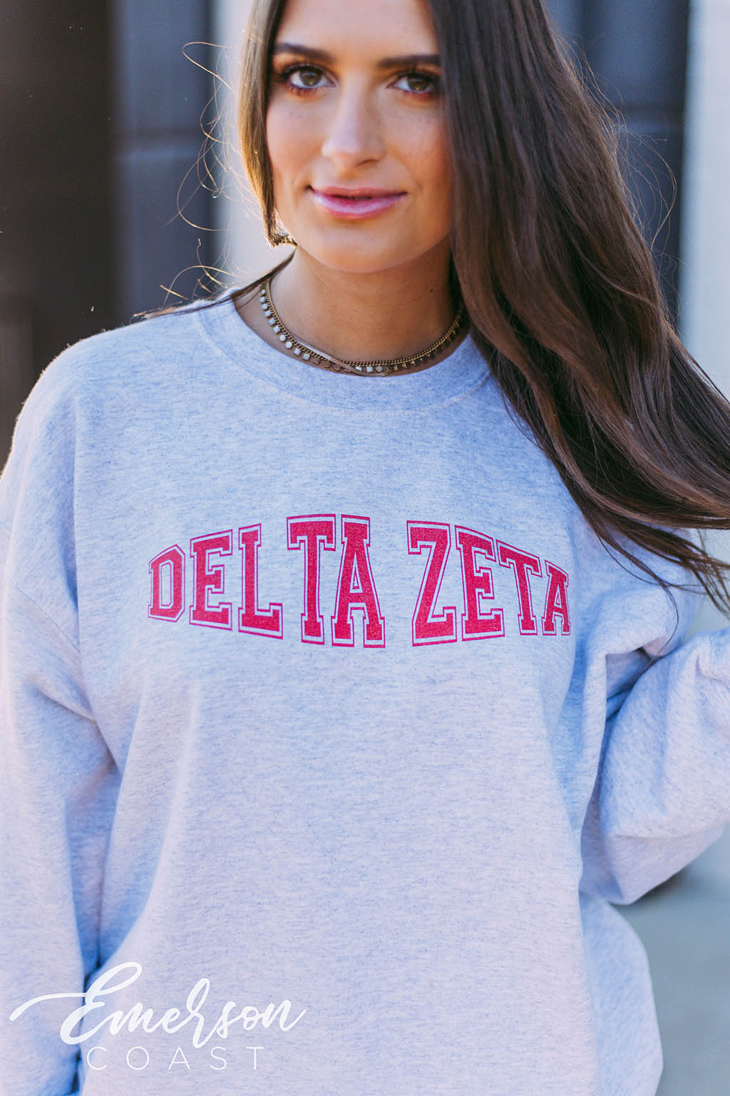 Delta Zeta Simple Varsity Sweatshirt