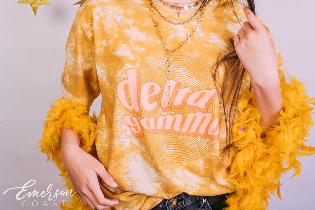 Delta Gamma Gold Tie Dye Bid Day Tshirt