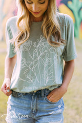 Delta Phi Epsilon Floral Dusty Blue Tee