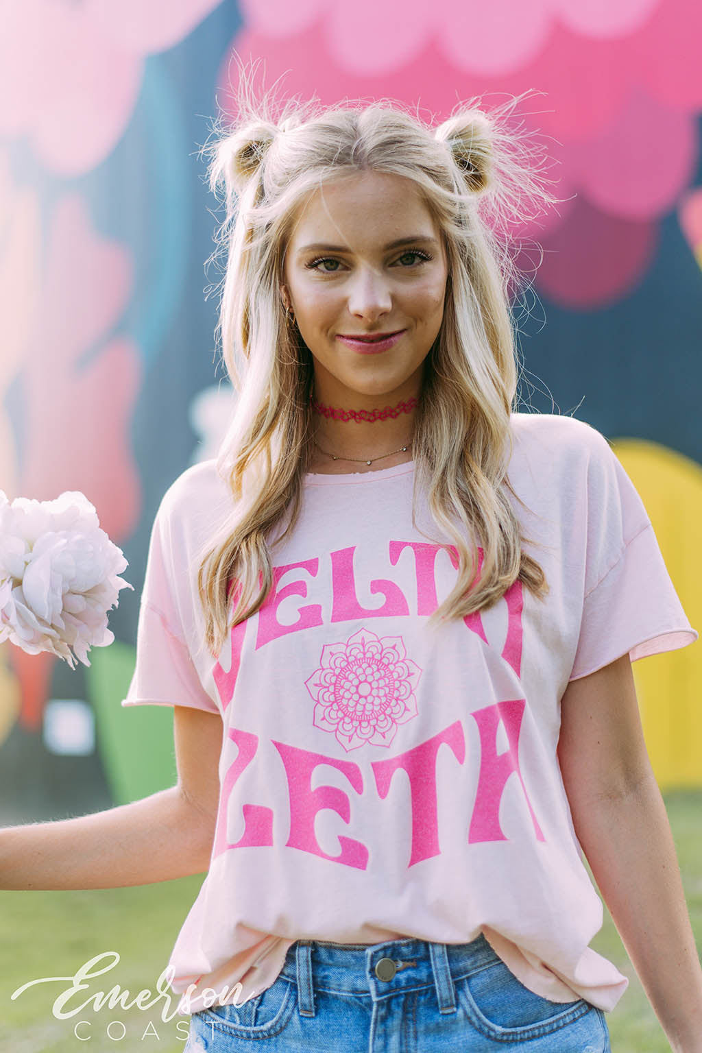 Delta Zeta Pink Flower Tshirt