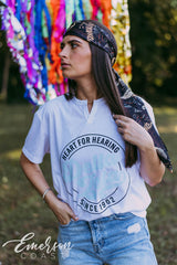 Delta Zeta Heart for Hearing Notch Tee