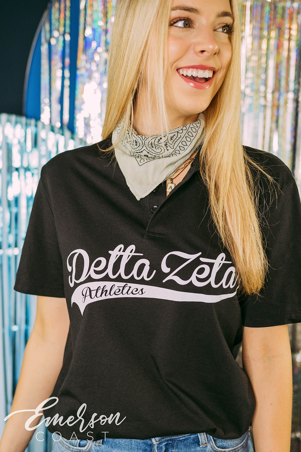 Delta Zeta Athletics Black Henley
