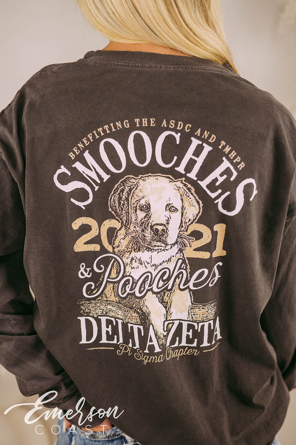 Delta Zeta Philanthropy Smooches and Pooches Long Sleeve Tee