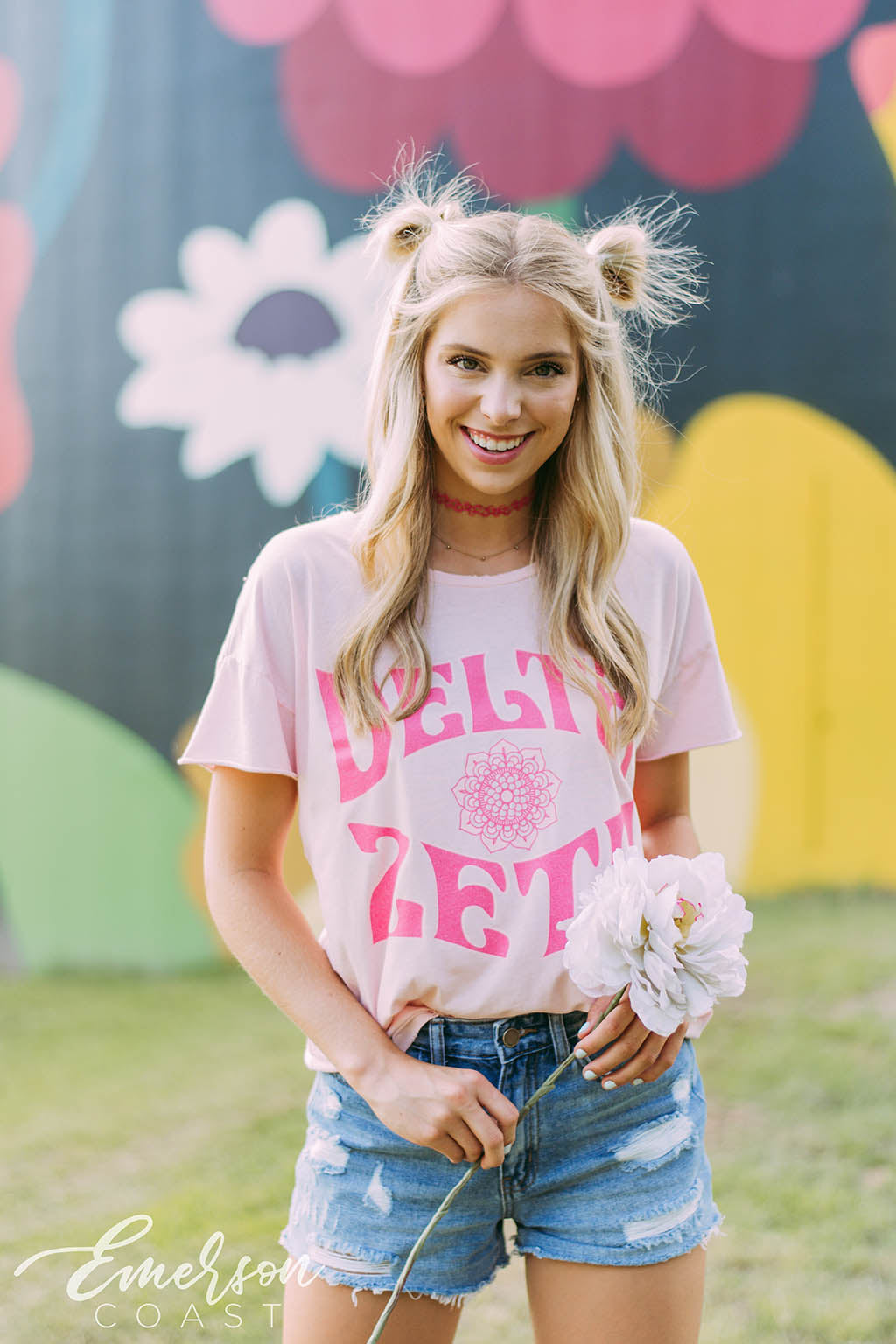 Delta Zeta Pink Flower Tshirt