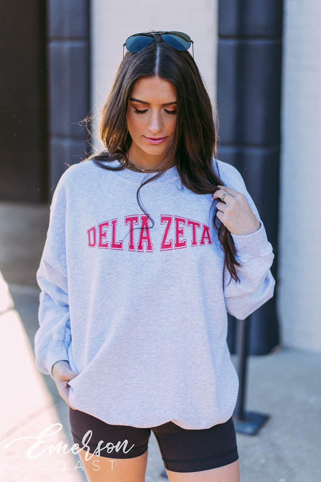Delta Zeta Simple Varsity Sweatshirt