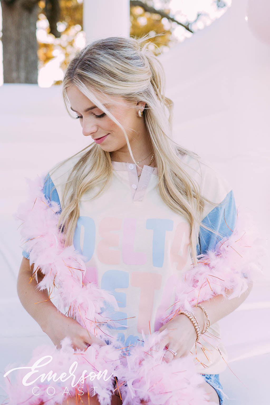 Delta Zeta PR Pastel Colorblock Henley Tee