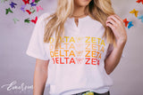 Delta Zeta Rainbow Hang Loose Notch Tee