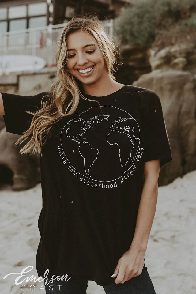 Delta Zeta Sisterhood Retreat Distressed Tee