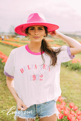 Delta Zeta Smiley Colorblock Ringer Tee