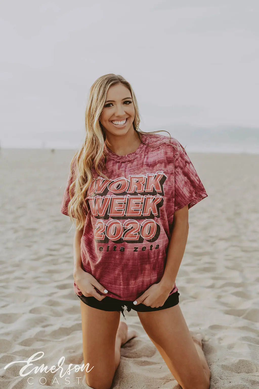 Delta Zeta Work Week Red Tie Dye Tee