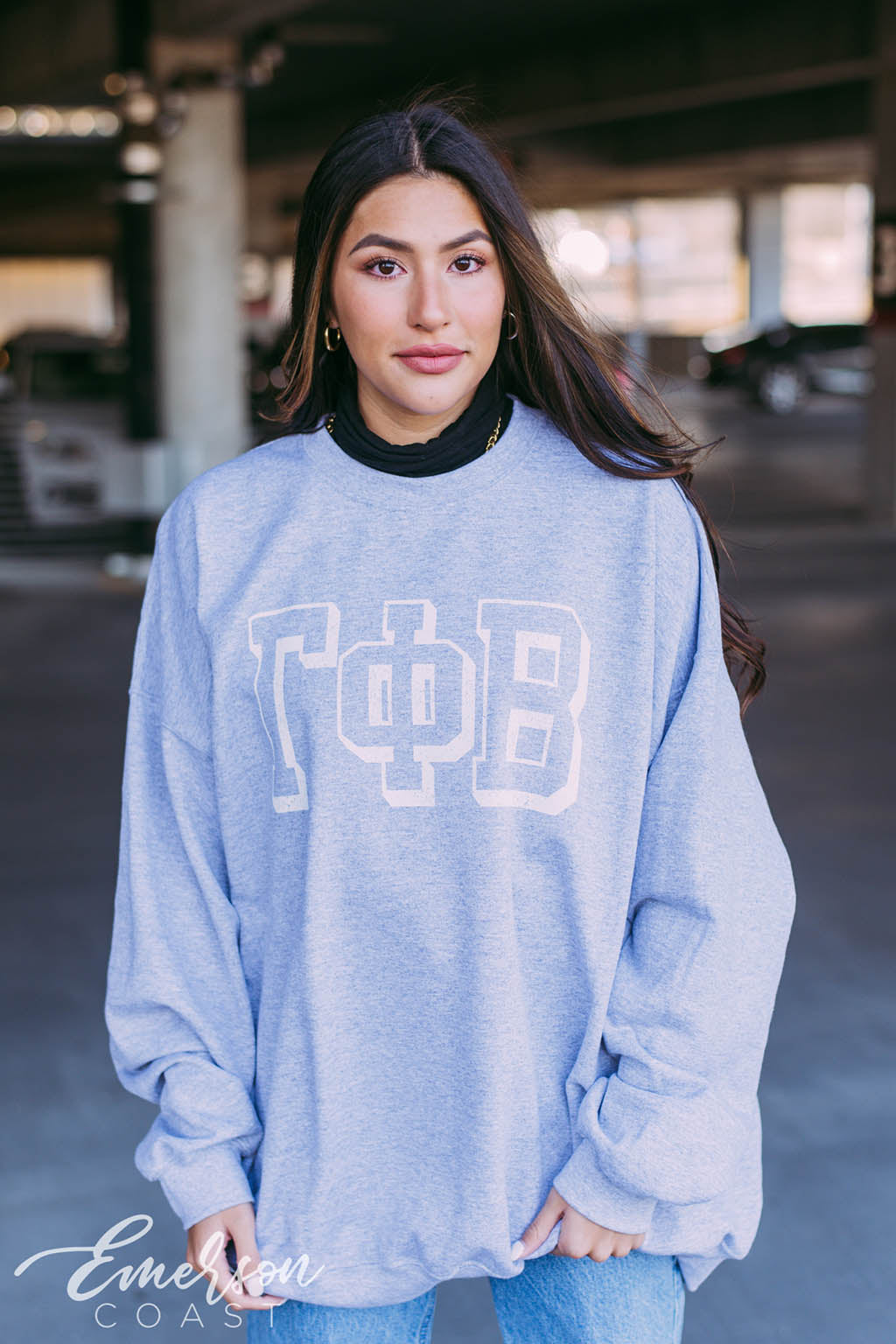 Gamma Phi Beta Oversized Ash Gray Sweatshirt