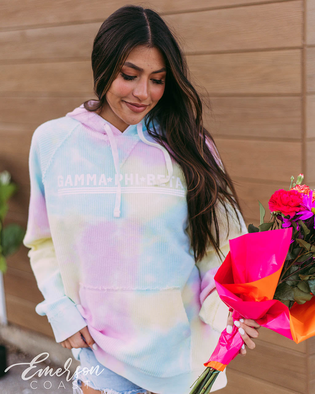 Gamma Phi Beta Tie Dye Corded Hoodie