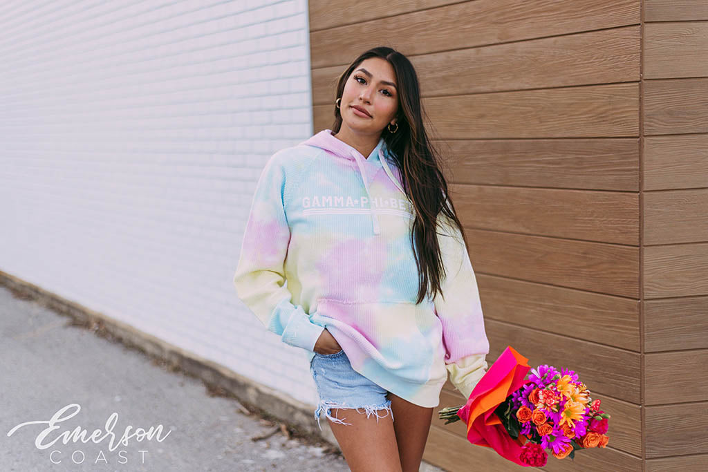 Gamma Phi Beta Tie Dye Corded Hoodie