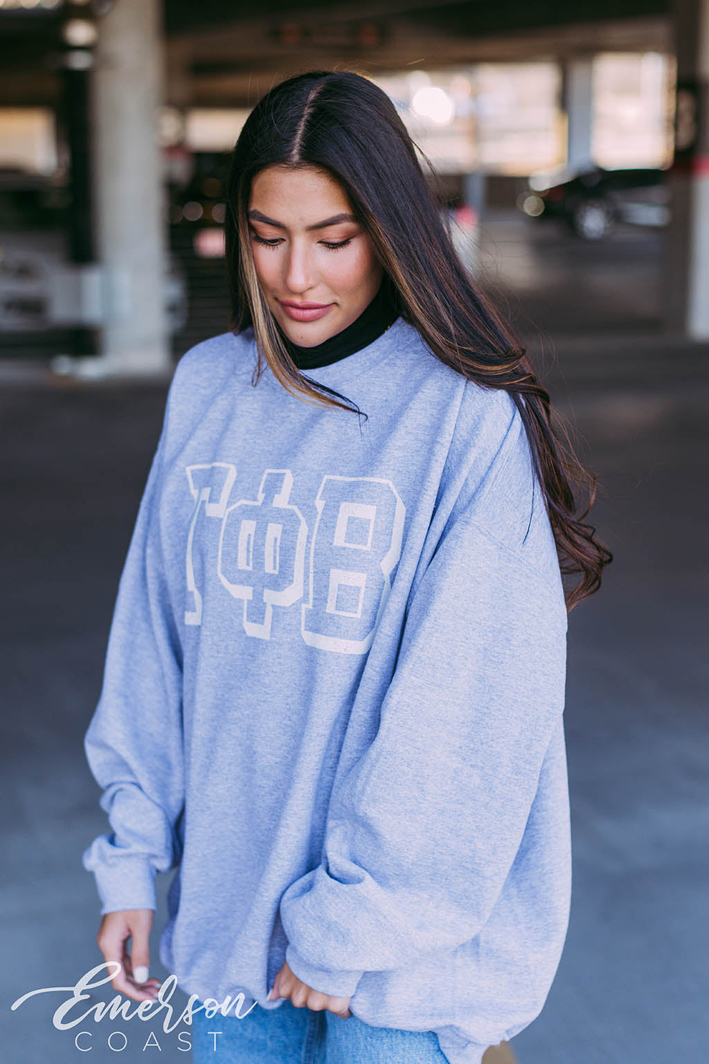 Gamma Phi Beta Oversized Ash Gray Sweatshirt