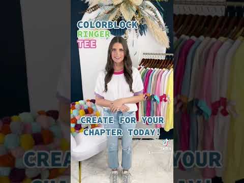 Delta Zeta Barbie Bid Day Colorblock Ringer Tee