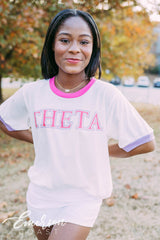 Kappa Alpha Theta PR Simple Colorblock Ringer Tee