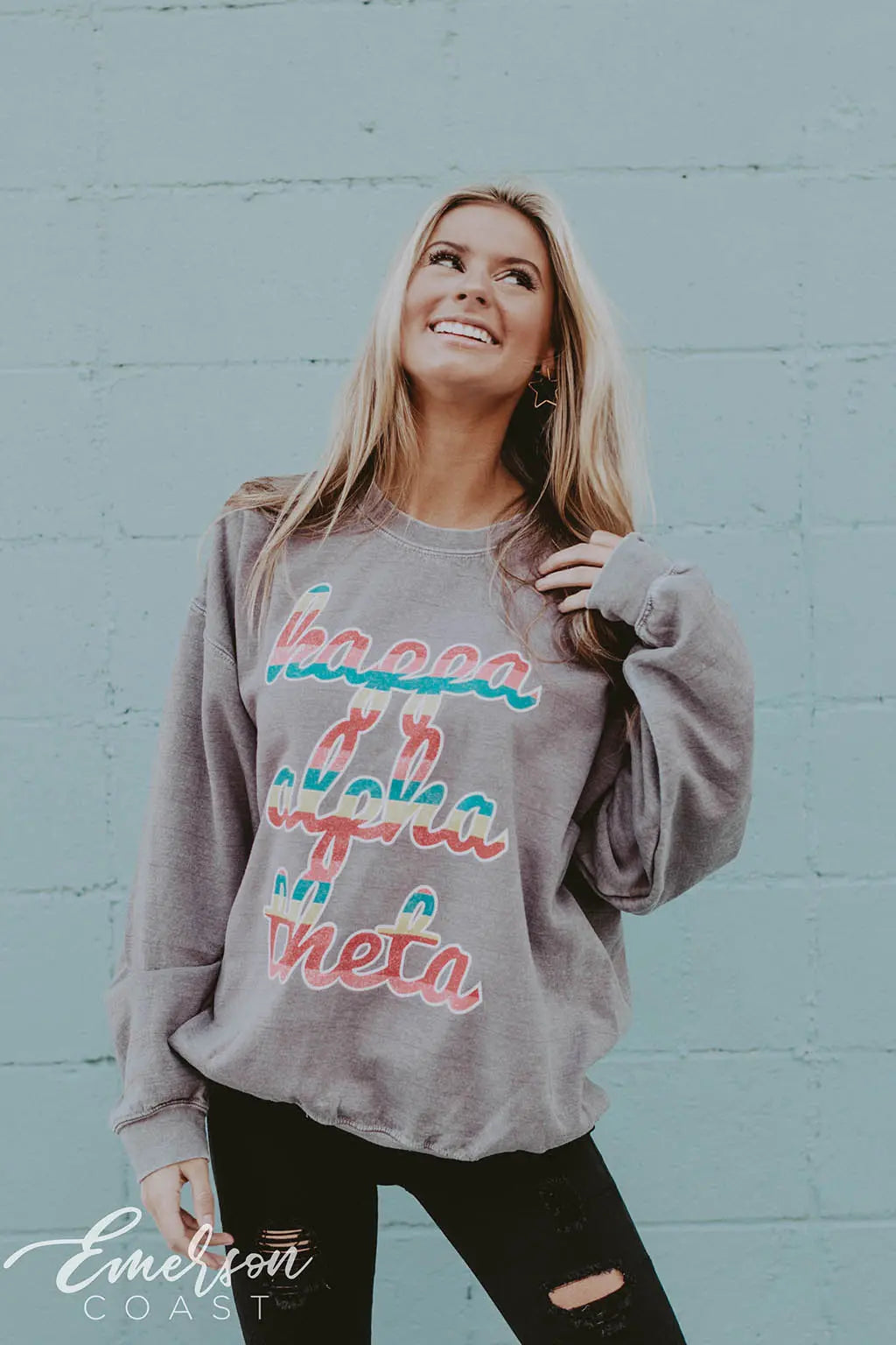 Kappa Alpha Theta Colorful PR Bomber Sweatshirt