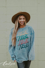 Theta Blue Corduroy Sweatshirt