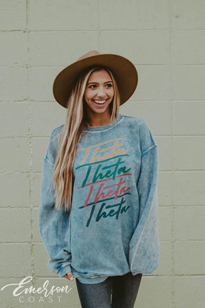 Theta Blue Corduroy Sweatshirt