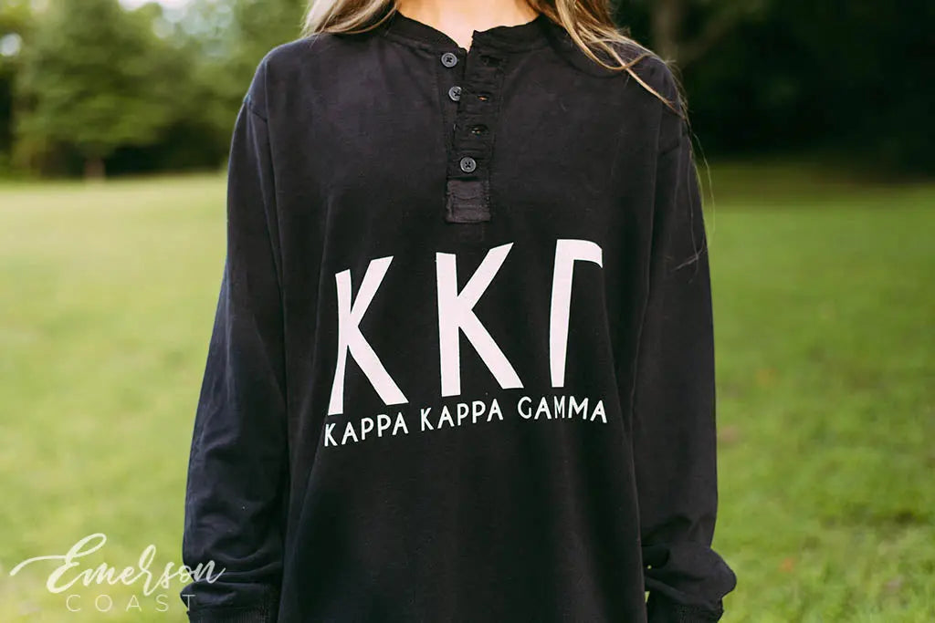 Kappa Kappa Gamma Simple Black Thermal Henley