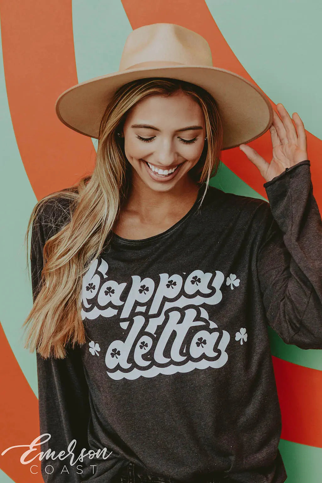 Kappa Delta PR Raw Neck Long Sleeve Tee