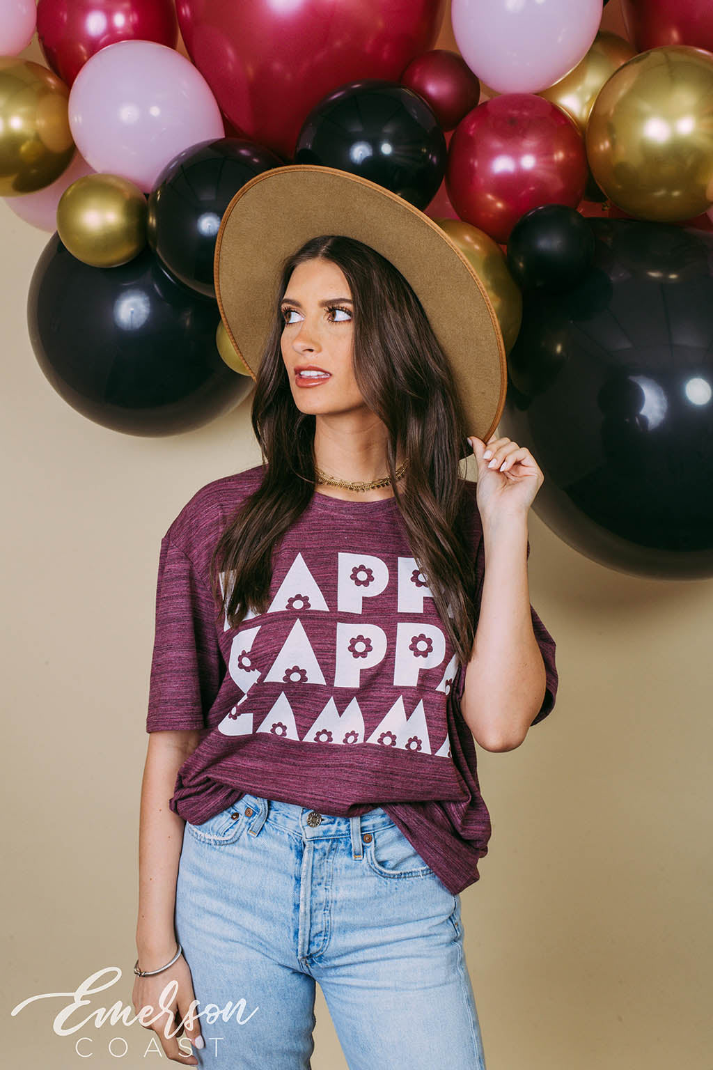 Kappa Kappa Gamma Floral Font Tee