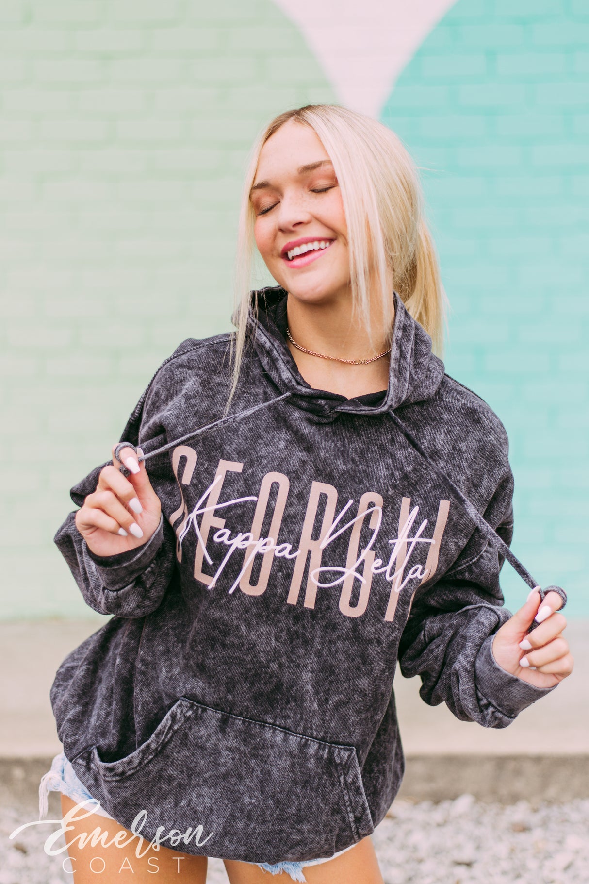 Kappa Delta PR Black Mineral Wash Hoodie