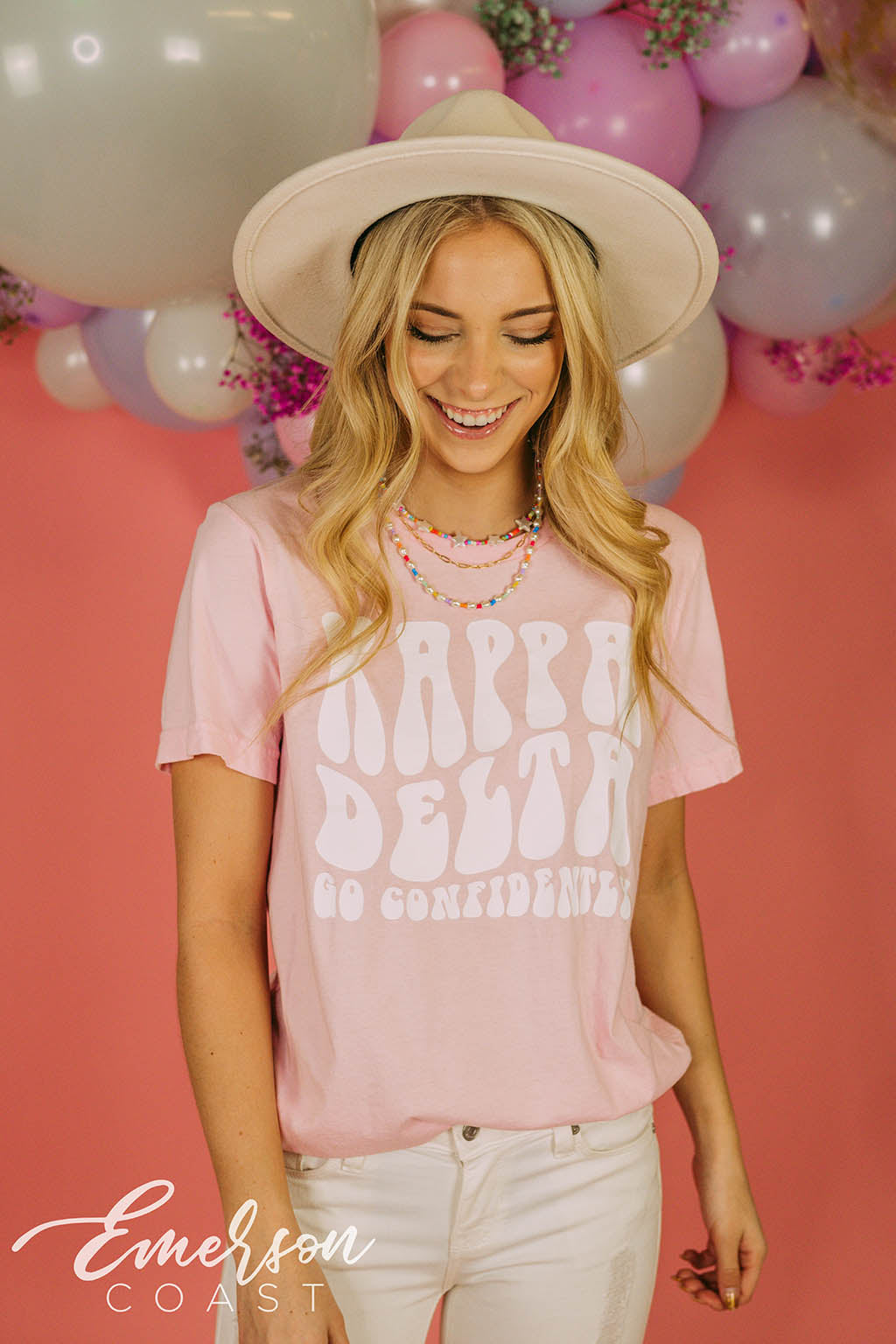 Kappa Delta Go Confidently Light Pink Tee
